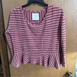 Free People We The Free Womens Pink Auntie Em Striped Thermal Top Size Medium